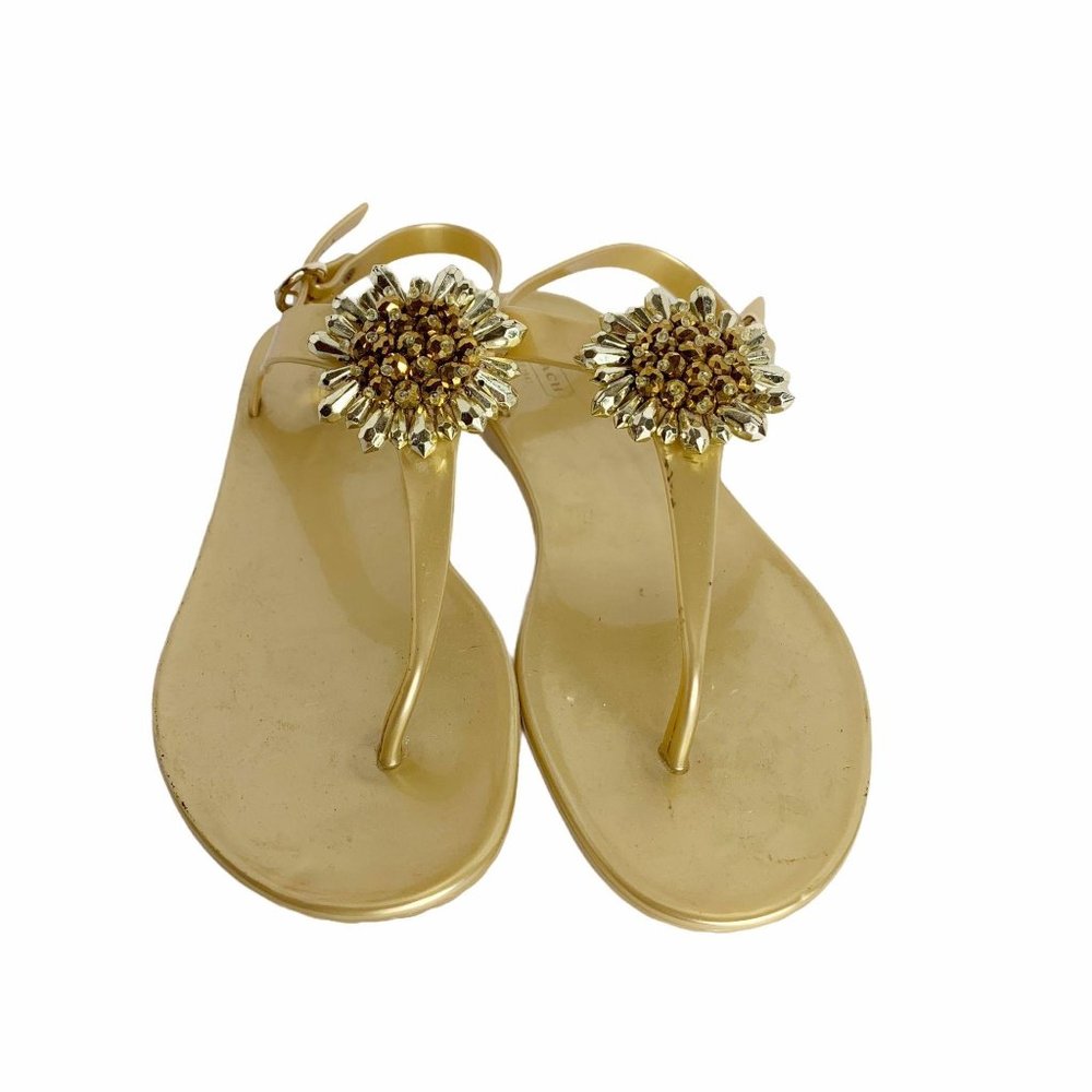 Coach Hilda Jeweled Gold Jewel Thong Sandal Sz 11